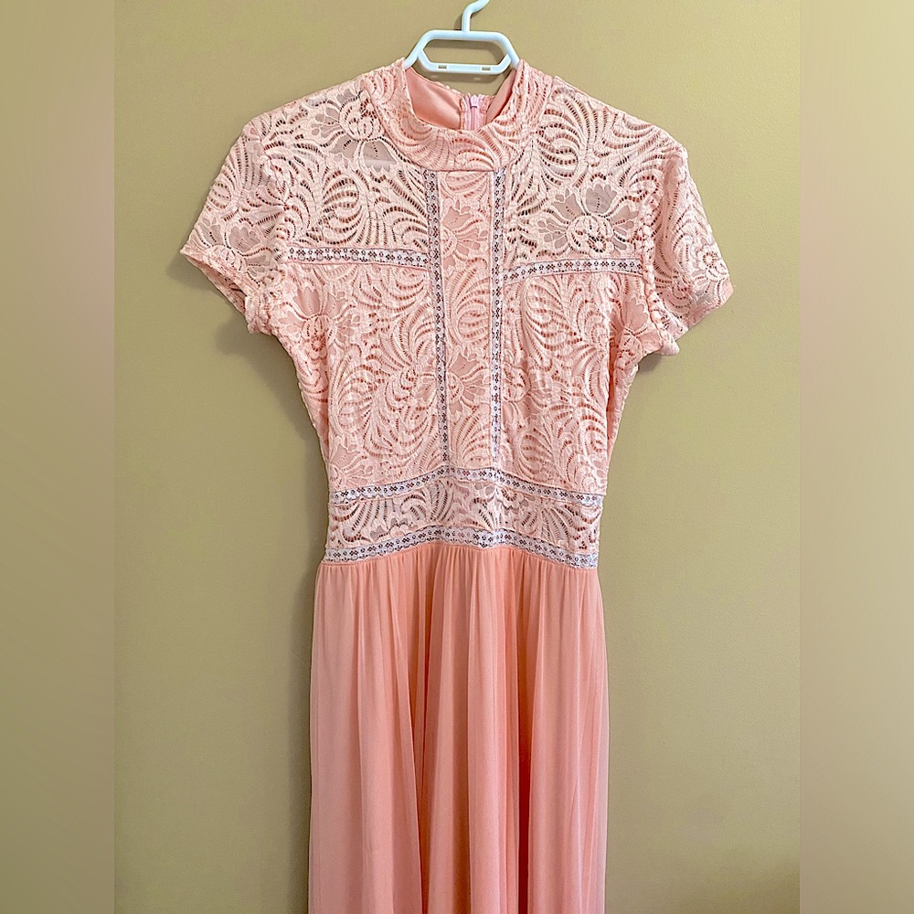 Pink Lace & Chiffon Tailored Bridesmaid Dress , Graduation Dress , Prom Dress